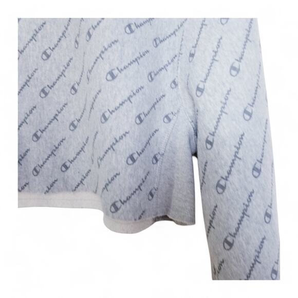 CHAMPION Reverse Weave Cotton Blend Gray Logo Crop Sweatshirt - Size X-Small - Picture 3 of 8